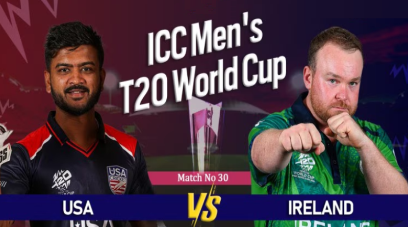 USA vs Ireland T20 World Cup match abandoned due to rain. USA qualifies for Super Eight, Pakistan eliminated.