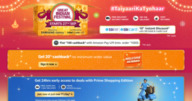 An Indian e-commerce website displaying a vibrant sale banner, highlighting discounts and special offers for shoppers.