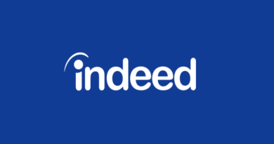 Indeed logo on a blue background.