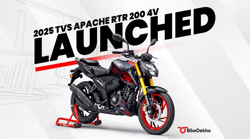 “2025 TVS Apache RTR 2004V launched—new USD fork, OBD‑2B engine and advanced connected feature updates at ₹1.54 lakh”